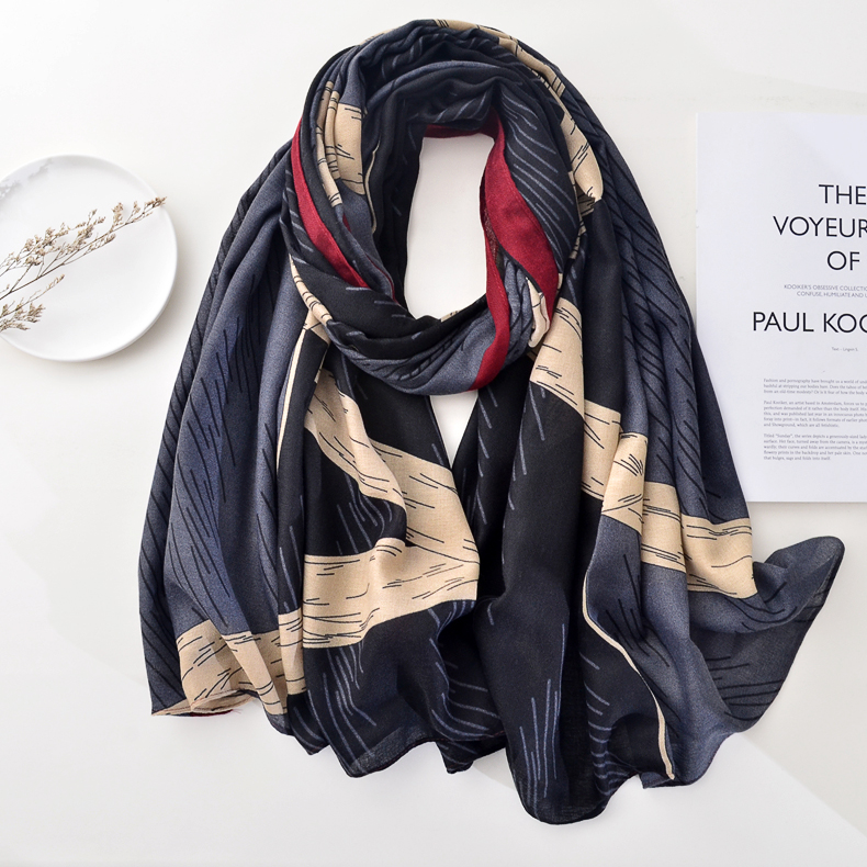 Hijab Premium | Imprimé Bleu de nuit