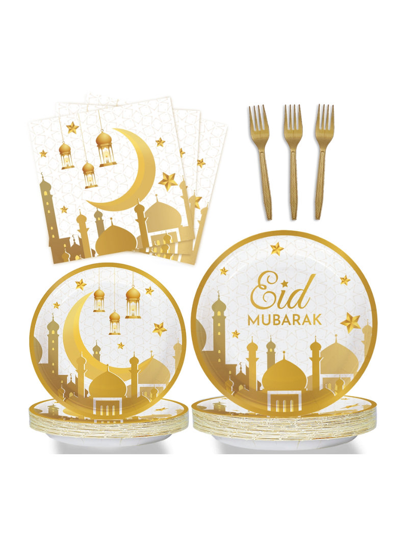Vaisselle Jetable (24 pers.) | Style Eid Mubarack