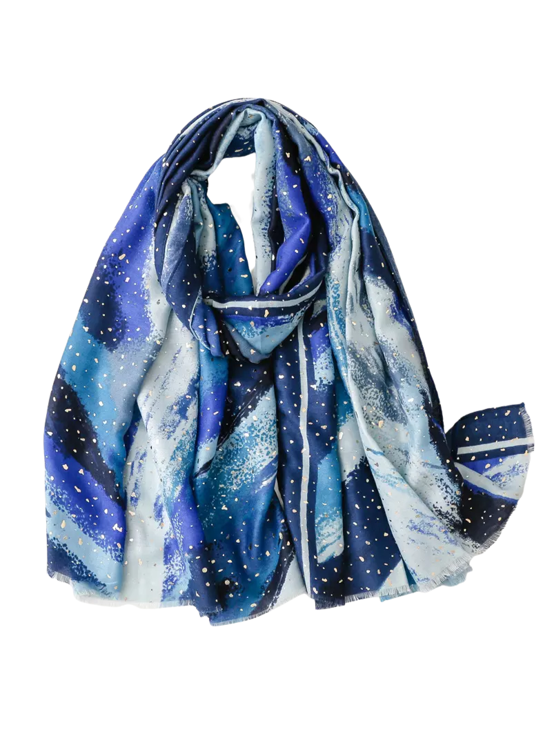 Hijab Premium | Nuances Bleues avec finitions dorées