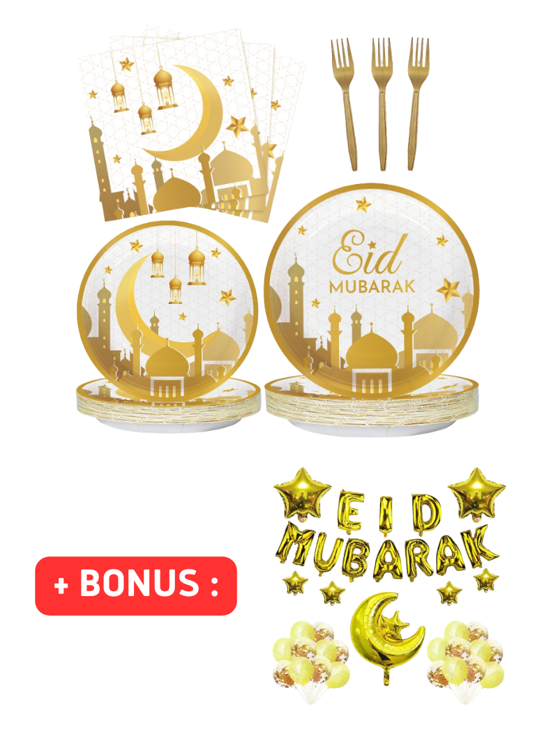 Vaisselle Jetable (24 pers.) | Style Eid Mubarack