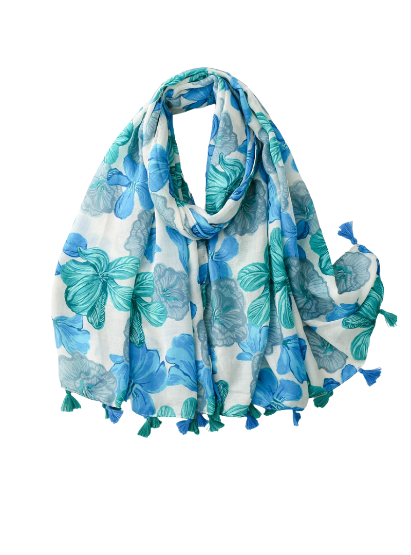 Hijab premium | floral bleu ciel