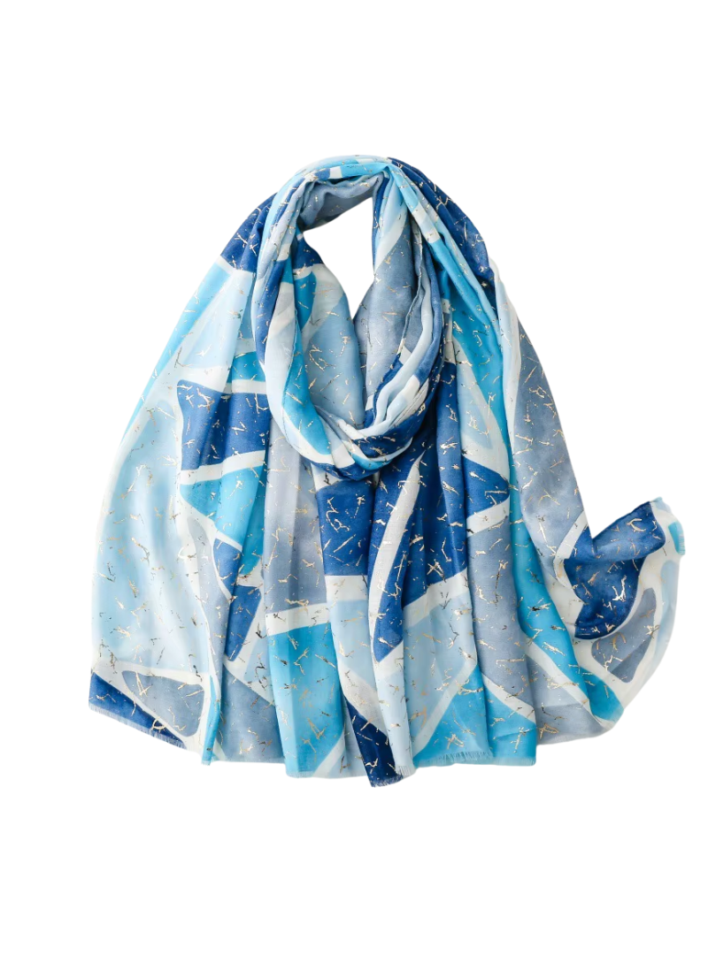 Hijab premium | motif triangle bleu