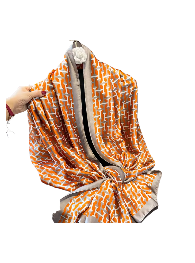 Hijab soyeux | Orange Argenté