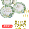 Vaisselle Jetable (10 pers.) | Feuillage vert Eid Mubarak